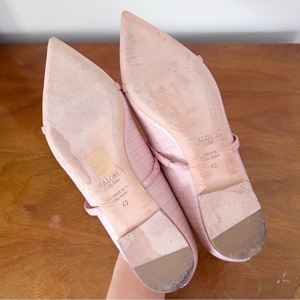 Malone Souliers • Maureen Leather Ballet Flat pink croc embossed leather strappy - Picture 11 of 13